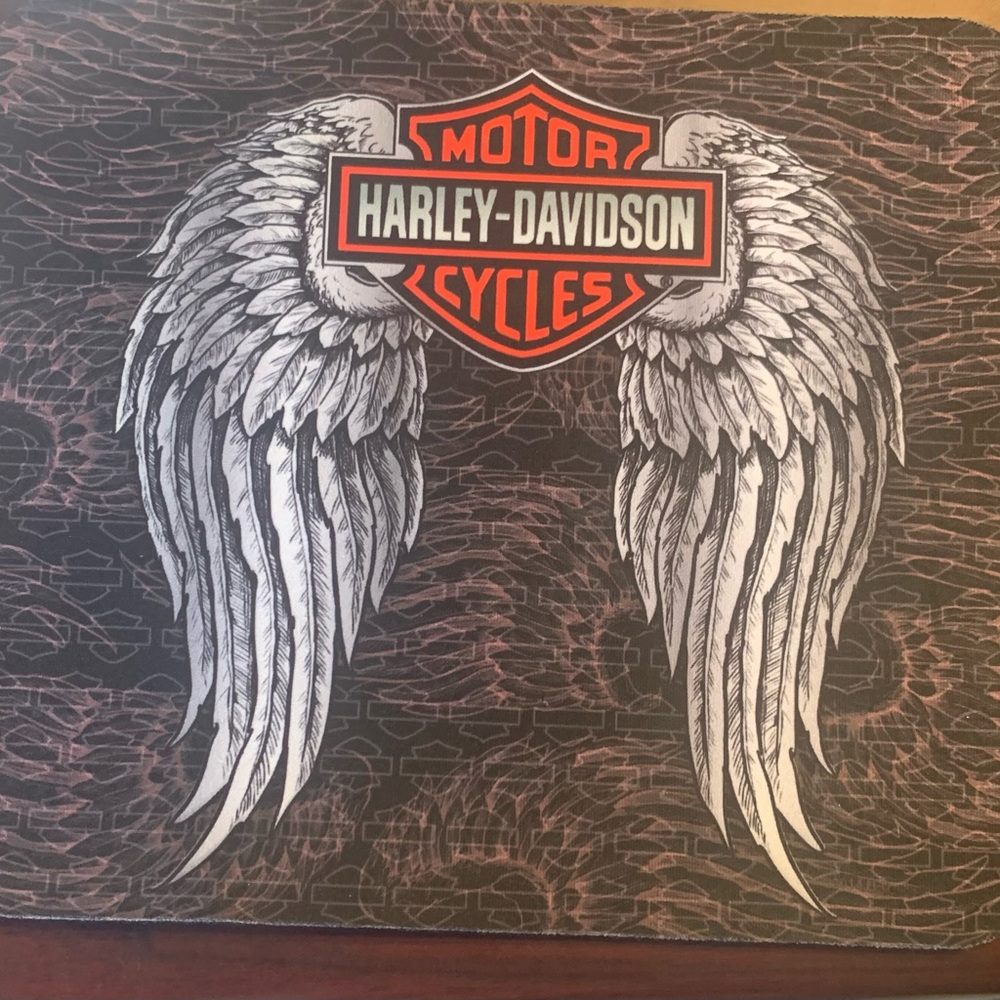 Harley-Davidson Winged mouse pad in Black and Orange motorcycle